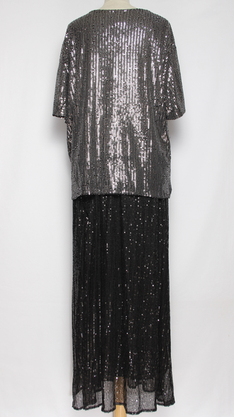 ДЖЕМПЕР  "Пайетки короткий рукав " серебро р.50-56