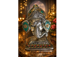 Подставка под благовония. Слон из металла зеленый.