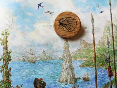 Сказание о бабочке. Деревянная брошь с крылом бабочки, эко-украшение