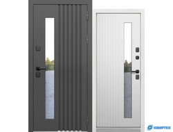 Дверь входная с терморазрывом Luxor Термо Рейка Стеклопакет Муар 7024 в Челябинске | КВИРТЕК