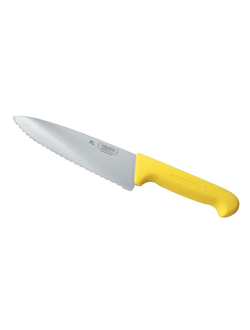 Нож поварской 20 см волнистое лезвие, желтая ручка