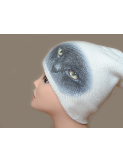 Женская шапка белая с кошкой Vizio Италия 1004 фото