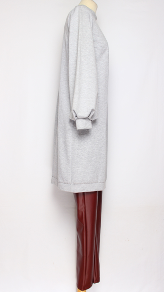 Платье-туника трикотажное "Стойка меланж" серое  р.42,44,46,48