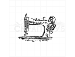 Штамп с винтажной швейной мащинкой, светлой с растительным орнаментом