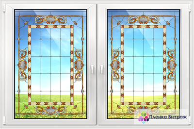 Витражная пленка, витражная пленка самоклеющаяся, пленочный витраж с классическим рисунком