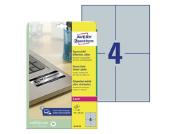 Этикетки А4 всепогодные Avery Zweckform, серебристый полиэстер, 105x148мм, 4шт/л, L6134-20