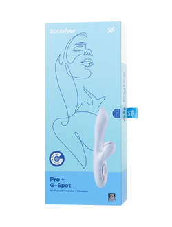 J2018-17 ВИБРАТОР SATISFYER PRO G-SPOT RABBIT, С ВАКУУМ-ВОЛНОВЫМ СТИМУЛЯТОРОМ, СИЛИКОН, БЕЛЫЙ, 22 СМ.