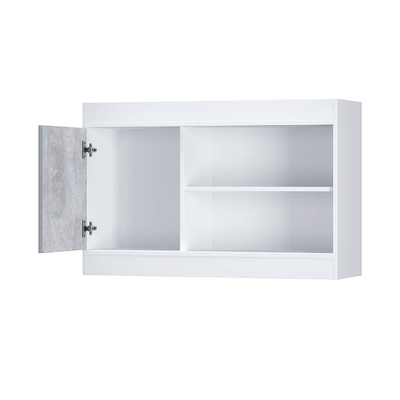 Полка настенная Паскаль с дверкой белый/цемент светлый (BTS)