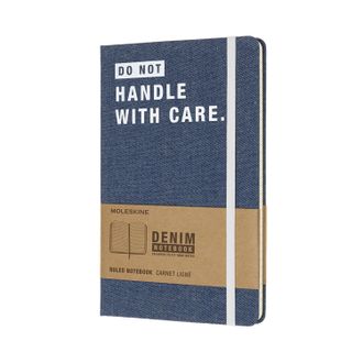 Записная книжка DENIM DON&#039;T HANDLE WITH CARE (в линейку) large, джинсовая, синяя