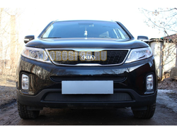 Защита радиатора KIA Sorento 2012- black середина PREMIUM