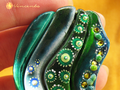 Зелёная брошь в морском стиле "Подводный мир" со стразами "Сваровски"