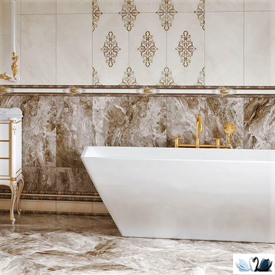Плитка напольная Eurotile Hermitage Brown 418 х 418 мм под мрамор