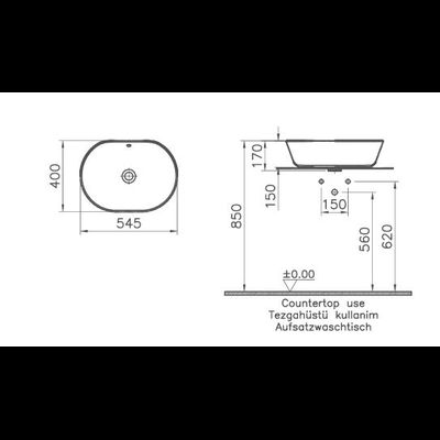 Овальная раковина-чаша VitrA Geo, 60 см, цвет белый, 7427B003-0012