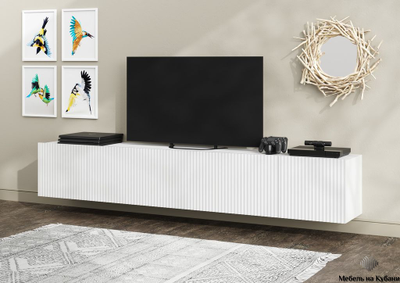 Сканди тумба под ТВ Белый/Белый Глянец