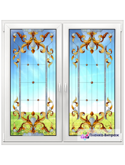 Витражная пленка, витражная пленка самоклеющаяся,пленочный витраж с классическим рисунком прозрачная