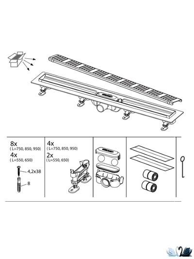 Лоток для душа Alcadrain APZ10-950 Simple желоб в комплекте с решеткой