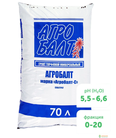 Торф Агробалт-С верховой фр 0-20мм 70л