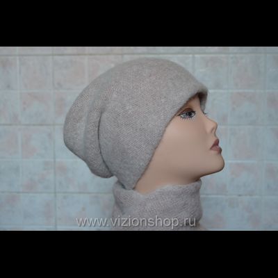 Вязаная шапка и шарф для женщин осень - зима 2017 - 2018  Vizio Италия 5800 розовая