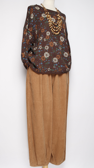 Брюки Бохо вельветовые "Бананы крупный вельвет" мокко р.50-54