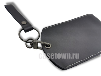 Чёрный кожаный чехол для банковской карты (11 на 7 см)