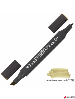 Маркер для скетчинга двусторонний 1 мм - 6 мм BRAUBERG ART CLASSIC, ТЕМНЫЙ ЖЕЛТО-СЕРЫЙ (Y222). 151855