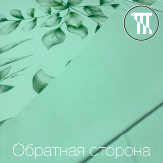 Спортивный трикотаж принт Листья жасмина, цв. Нежная мята