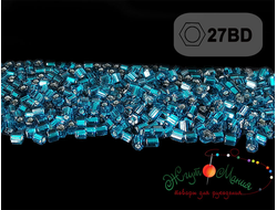 Toho Hexagon 0027BD Transparent Silver-Lined Teal / Прозрачный чирок с серебряной линией внутри