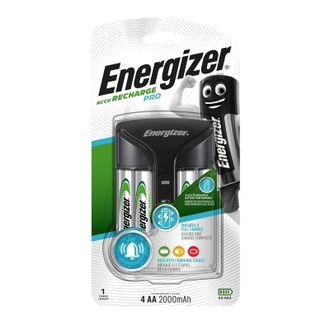 Зарядное устройство Energizer Pro: 2/4 слота AA/AAA, + 4 аккумулятора AA 2000mAh