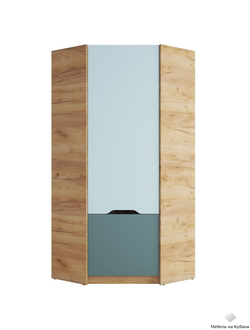 Rich Шкаф ШК-003 (угловой) Дуб Крафт золотой - Мята/Сумеречный голубой