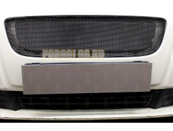 Защита радиатора Volvo S40 II (рестайлинг) 2007-2012 3D black верх PREMIUM (устанавливается вместо штатной)