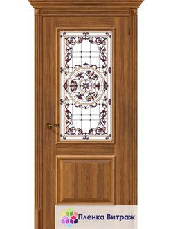 Витражная пленка, витражная пленка самоклеющаяся, пленочный витраж с классическим рисунком в дверь