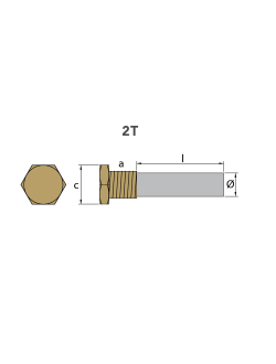Цинковый стержневой анод с латунной заглушкой Tecnoseal 02045T Ø12.5x50мм для двигателей Cummins