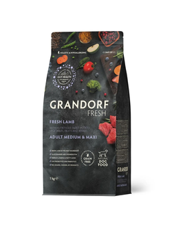 Grandorf Fresh сухой корм для собак средних и крупных пород с ягненком и бататом, 1 кг