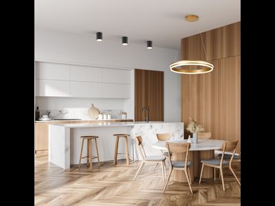 Feron св-к-люстра подвес св/д 60W(4200lm) 4000K 4K золото 500x500x1200 AL5888 SHINNING RING 41698