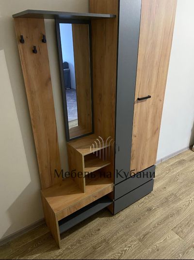 Абрау вешалка с зеркалом прихожая Дуб золотой/Графит