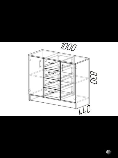 К1000-2Д комод  Ясень шимо темный/Ясень шимо светлый