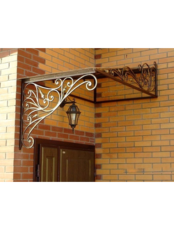 Кованый козырек односкатный с поликарбонатом (артикул МКК6)