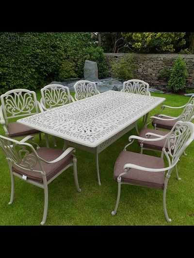 Литой обеденный комплект Rimini белого цвета на 8 персон
