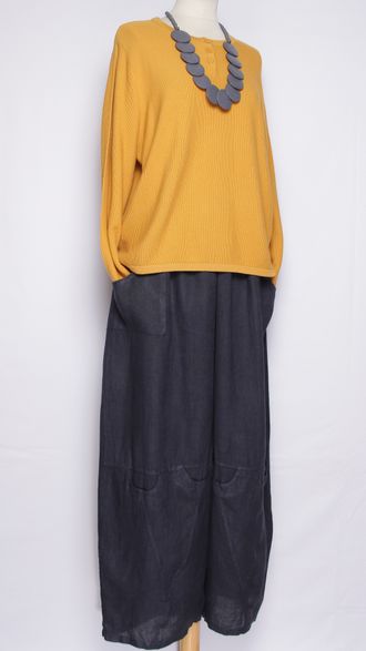 Брюки Бохо"Лён широкие с кармашками" т.синие, хаки, графит,св. бежевые  р.48-58