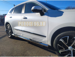 Пороги труба с проступью d76 для Haval Jolion 2021-