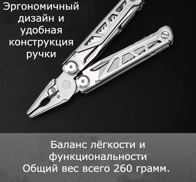 Мультитул GHK6 Hongfeng Wolf из нержавеющей стали: включает нож , плоскогубцы, пилу, ножницы, открывашку, отвертку, линейку
