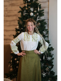 Блузка славянская с вышивкой Листочки