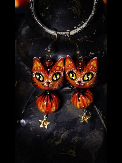 "Хранители рощи Первоосени", серьги с лисичками, тыквами и звёздами