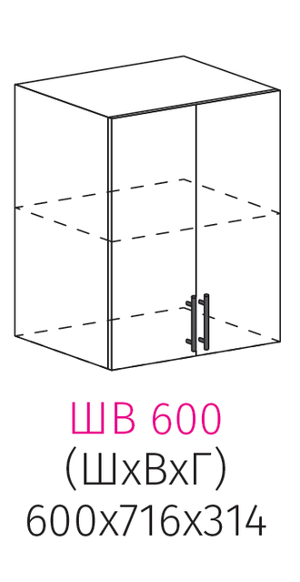 ШВ 600 Шкаф настенный 2-дверный