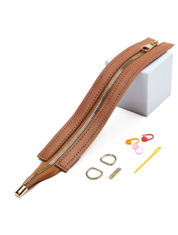 Молния светло-коричневая для сумки вшитая в основу 30 см