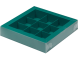 Коробка для 9 конфет с прозр. кр. (зеленая мат.), 155*155*30мм