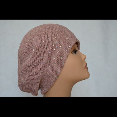 Женский берет вязаный со змейкой Vizio Италия 6351 розовый