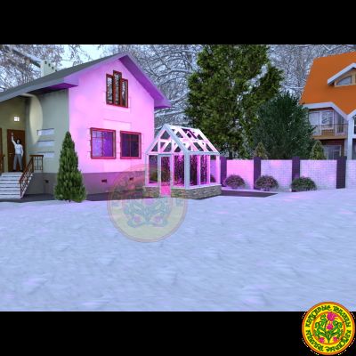 Зимняя теплица ГЕРДА в классическом английском стиле с двускатной крышей размером 2500 х 3000 мм