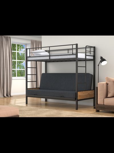 Двухъярусная кровать-диван Дакар 1 Черный (вставки дуб крафт табак) фото