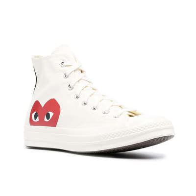 Купить в спб Converse Comme Des Garcons Play с сердечком белые высокие 150205C